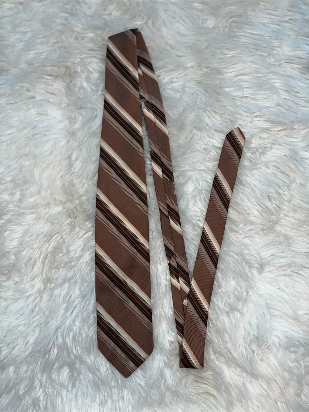 Brown Striped Men's Tie with Cream and Tan Accents